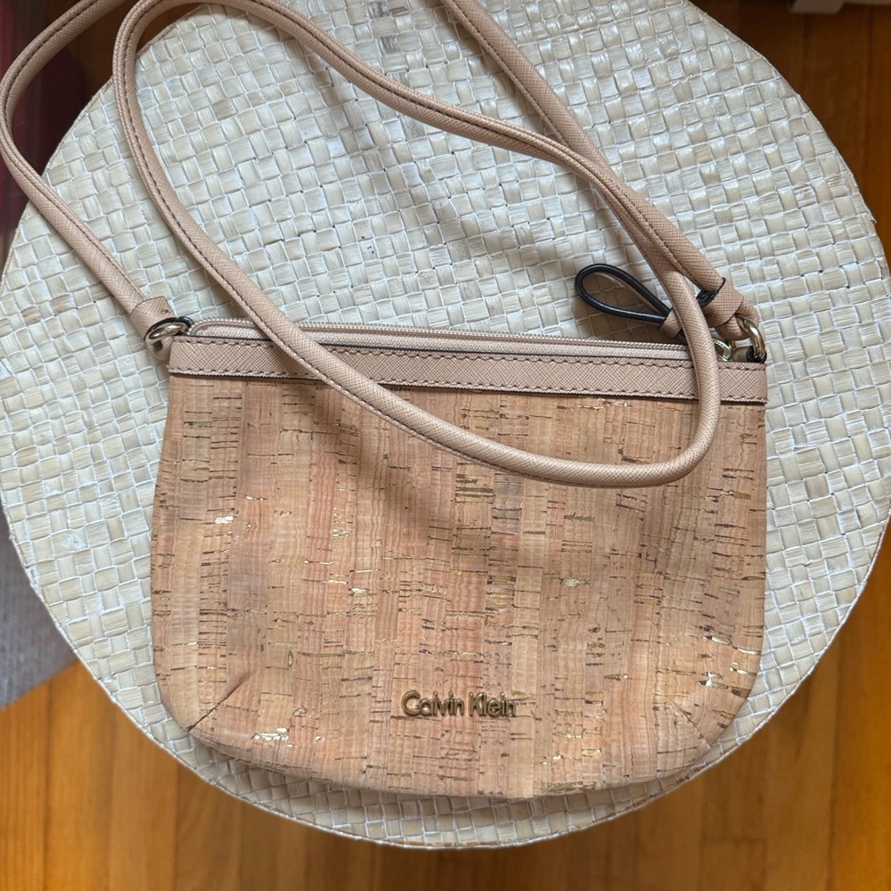 Calvin Klein Tan Crossbody Bag with Textured Design